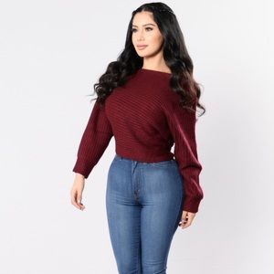 Off the shoulder red sweater